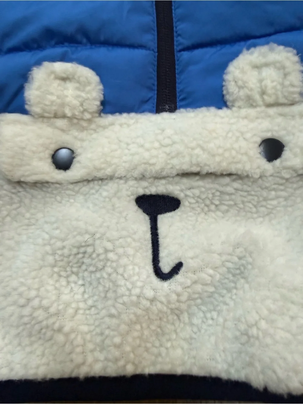 Gap Kids Baby Blue and Cream Hooded Teddy Bear Sherpa Pullover - 0-6 months